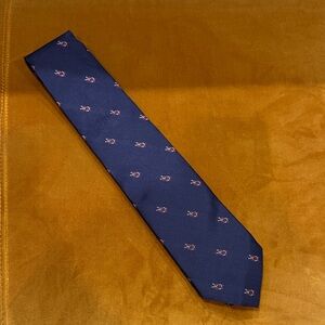 Brooks Brothers Navy Blue Tie with Pink Motif